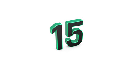 Obraz premium 15 fifteen written 3D text in white background