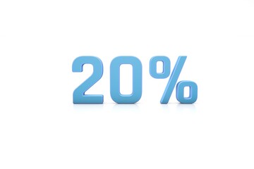 20 Twenty percent written 3D text in white background