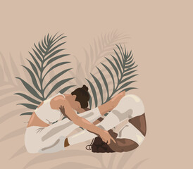 Vector de mujer haciendo deporte con fondo