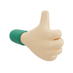 Hand Gestures 3D cartoon commercial style, Green hand signs for communication. Transparent isolated.