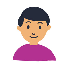 light smile expression illustration. cute man portrait character design for emoji and sticker