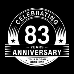 83 years anniversary celebration design template. 83rd logo vector illustrations. 