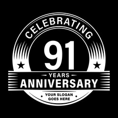 Obraz premium 91 years anniversary celebration design template. 91st logo vector illustrations. 