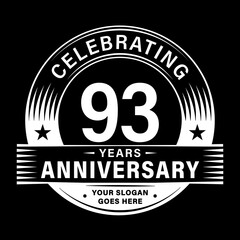 93 years anniversary celebration design template. 93rd logo vector illustrations. 