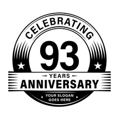 93 years anniversary celebration design template. 93rd logo vector illustrations. 