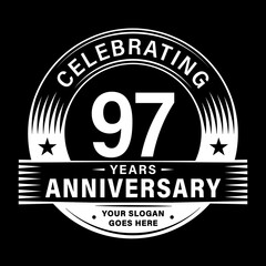 97 years anniversary celebration design template. 97th logo vector illustrations. 