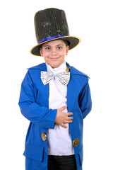 Little Boy in Mad Hatter Costume is Bowing and Saluting