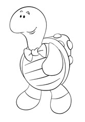 Turtle. Element for coloring page. Cartoon style.