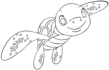 Turtle. Element for coloring page. Cartoon style.