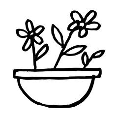 potted flowers hand drawn illustration design