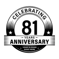 81 years anniversary celebration design template. 81st logo vector illustrations. 