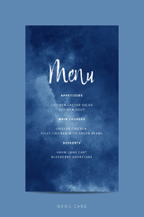 Template menu card wedding with abstract watercolor