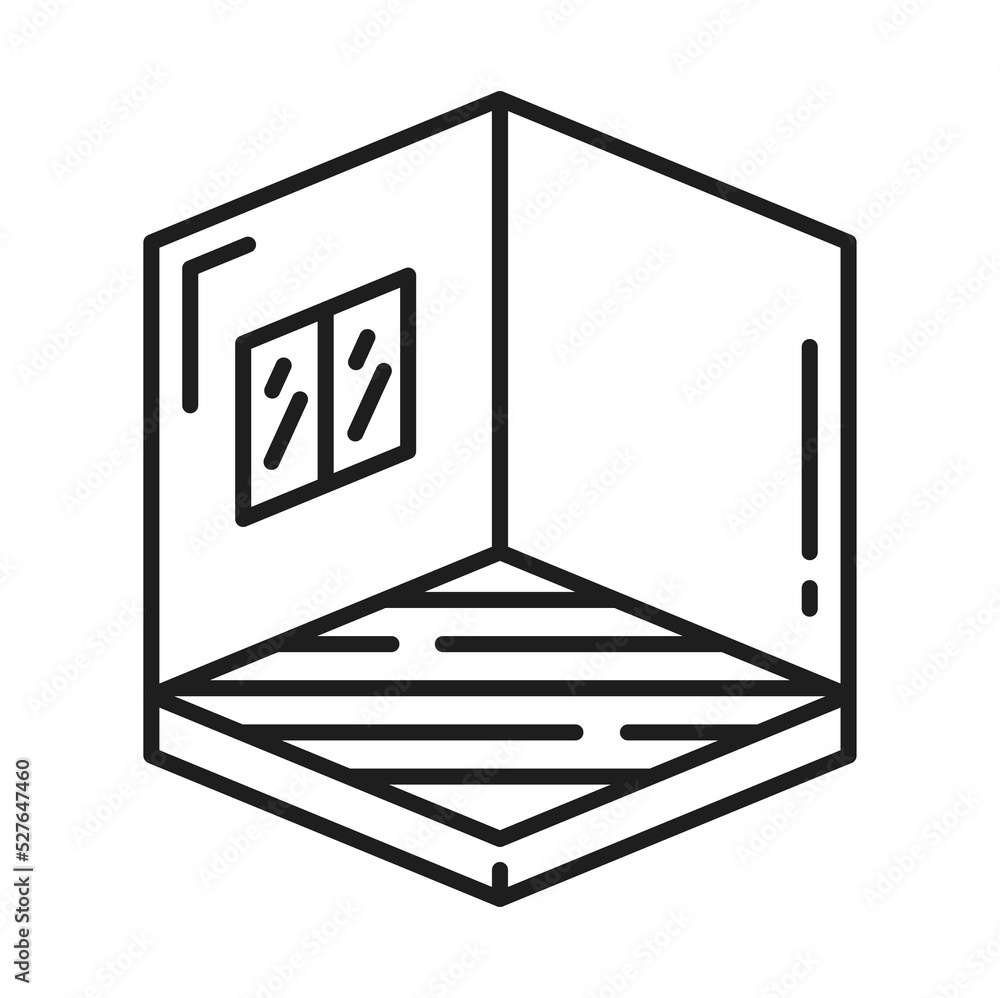 Poster architect development, house plan and interior design project vector line icon. real estate architec