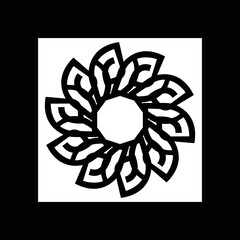 Black and white flower vector logo design 
