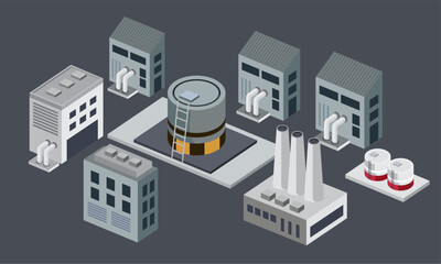 Obraz premium isometric factory plant buildings