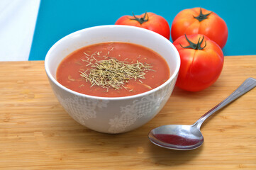 tomato soup in a bowl