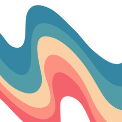 Groovy Style. Retro Style Rainbow Wave Stripes Background.