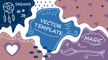 Hand drawn contemporary abstract floral print. Creative collage pattern. Fashionable template for design with colorful fruits, ornaments. Trendy design.