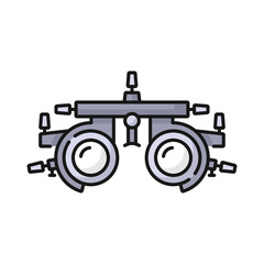 Phoropter icon, eye optometry and ophthalmology diagnostic test device, vector icon. Phoropter refractor with lenses for optical eyesight and eye vision medical examination