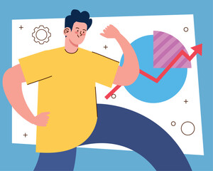 business man with statistics