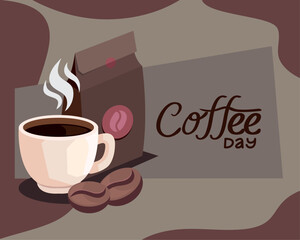 coffee day lettering with cup