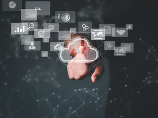 Big cloud computing, Cloud technology. Data storage with chart and graph icons connection datum concept