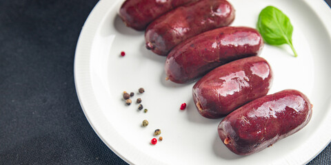 black pudding sausage bloody healthy meal food snack diet on the table copy space food background rustic top view