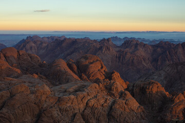 Amazing Sunrise at Sinai Mountain, Mount Moses with a Bedouin, Beautiful view from the mountain