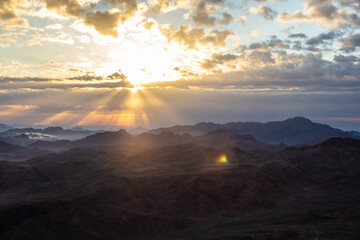 Amazing Sunrise at Sinai Mountain, Mount Moses with a Bedouin, Beautiful view from the mountain