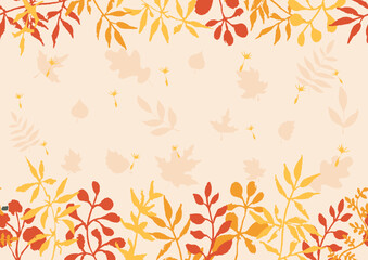 Seamless pattern with autumn leaves. Design for frames or borders. Fall botanical vector illustration in flat style.