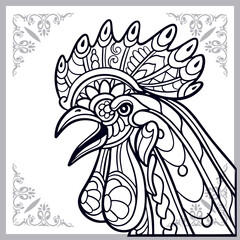 Rooster zentangle arts isolated on white background