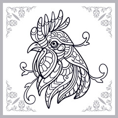 Rooster zentangle arts isolated on white background