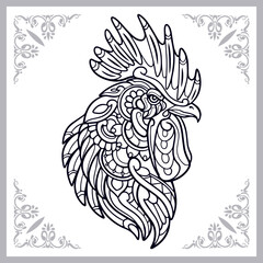 Rooster zentangle arts isolated on white background