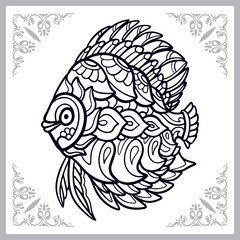 Discuss fish zentangle arts isolated on white background