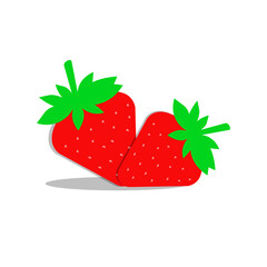 Strawberry vector icons set on white background with slight shadow