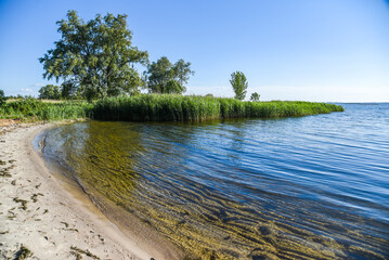 .Dąbie Lake in Szczecin, lake landscape in summer.