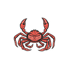 Red crab isolated animal with pincers cartoon sketch icon. Vector hand drawn ocean crab, decapod crustacean. mall snow-crab underwater character with eight legs and two claws. Seafood marine food