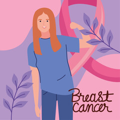 breast cancer lettering with lady