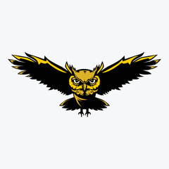 Obraz premium Flying owl vector icon illustration