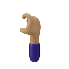 Fototapeta premium Hand Gestures 3D cartoon commercial style, Blue hand signs for communication. Transparent isolated.