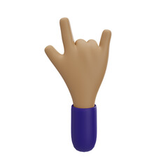 Hand Gestures 3D cartoon commercial style, Blue hand signs for communication. Transparent isolated.