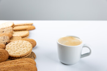 breakfast table with coffee and sugary cookies
