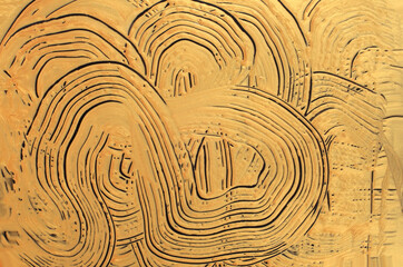 Gold and bronze glitter color flow painting Abstract cell glow shine background.