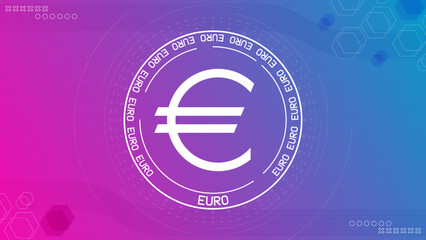 Digital banner with Euro EUR sign. Background with currency sign.