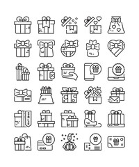 gift box simple line web iccon