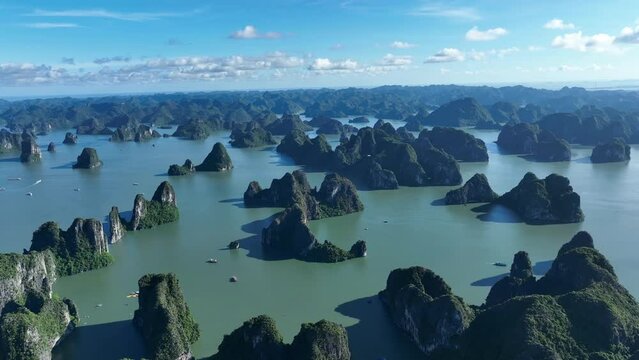 Aerial view of Halong bay in Vietnam.
