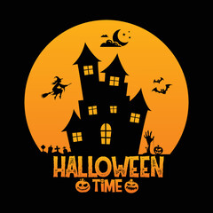 Halloween  Time T shirt Design with pumpkin vector  
