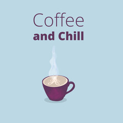 cofee and chill poster vector comfy