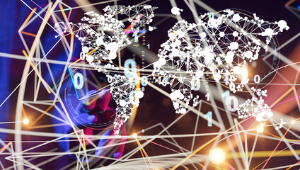 Global network connection. World map point and line composition concept