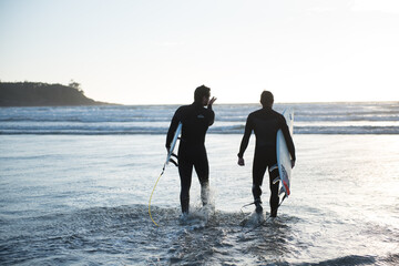 Surfing in the ocean